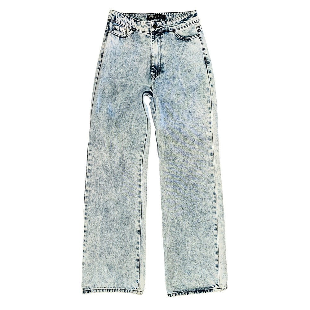 LIONESS Acid Wash Wide Leg Jeans High Waist Denim Pants Trendy Size Medium